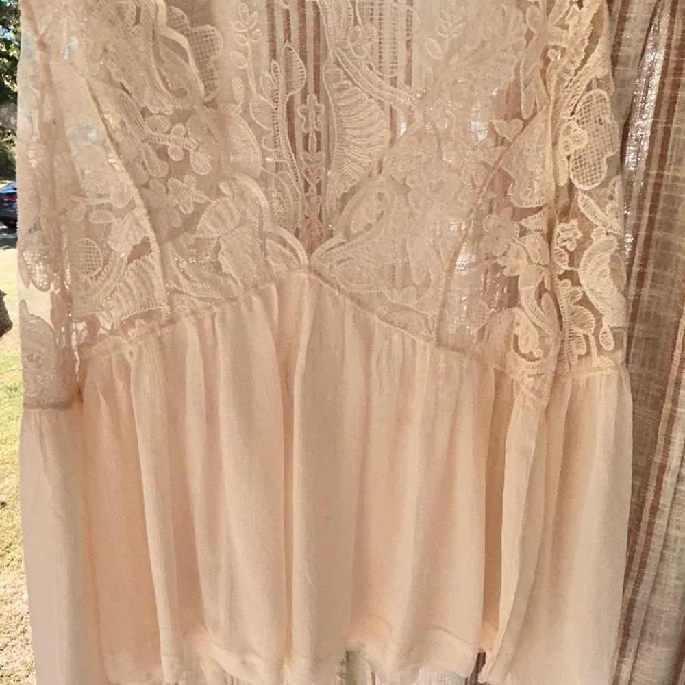 Altar'd State Floral Lace Top in Cream